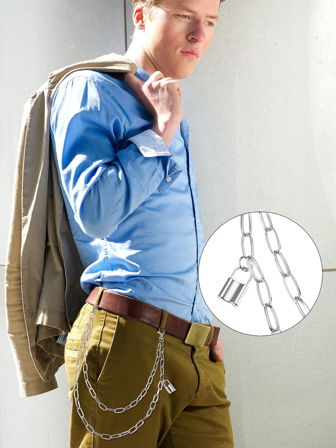 Hicarer 6 Pcs Jeans Chain Belt Silver Pants Waist Pocket Chains Multi Layer Goth Heart Butterfly Gift for Women Men Decor