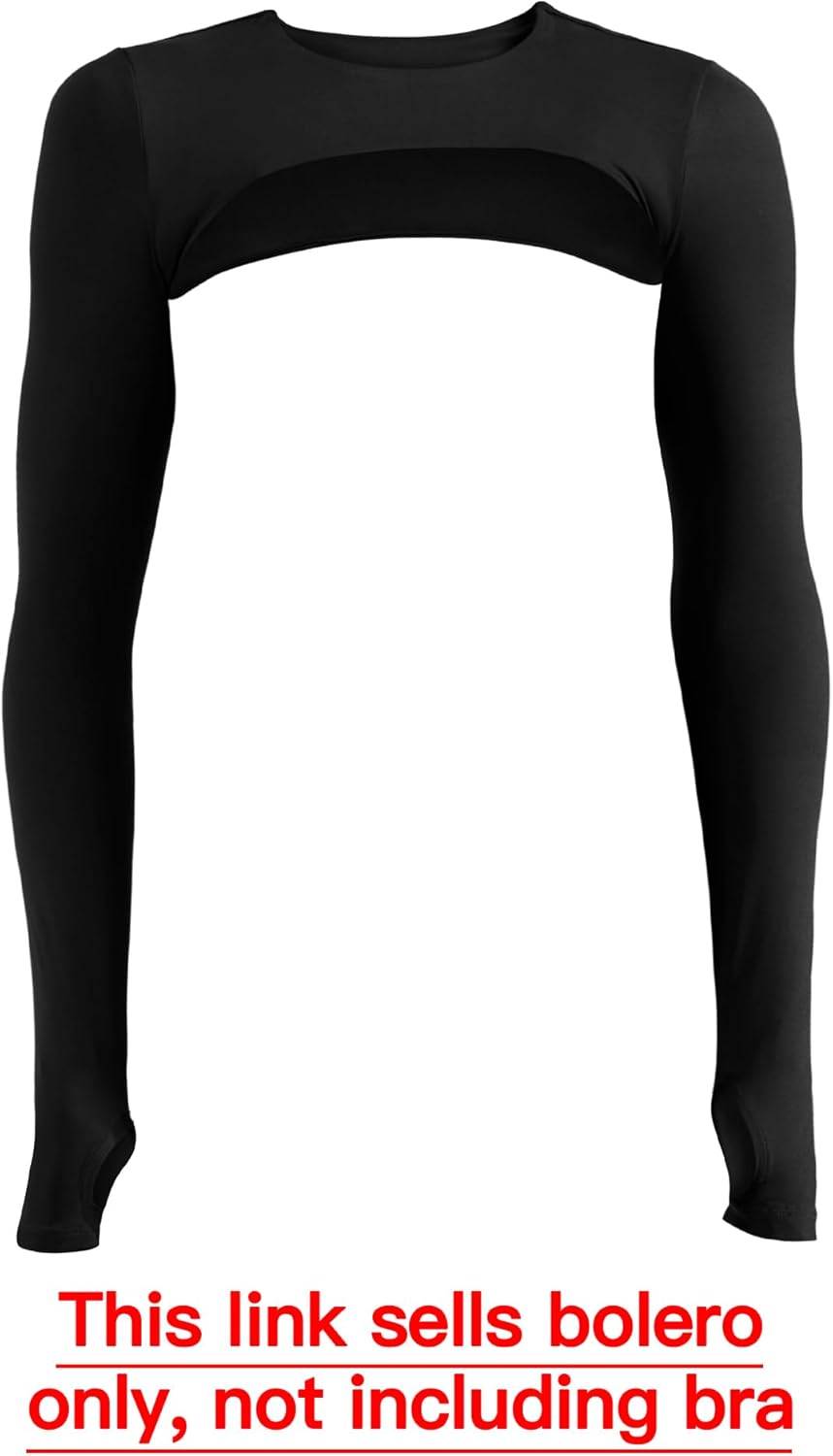 YEOREO Women Crop Top Long Sleeve Bolero Open Front Workout Cropped Shirts Sports Shrug