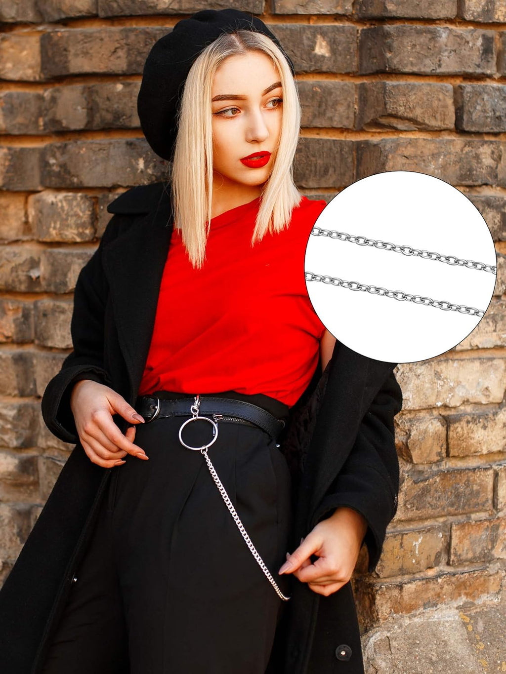 Hicarer 6 Pcs Jeans Chain Belt Silver Pants Waist Pocket Chains Multi Layer Goth Heart Butterfly Gift for Women Men Decor