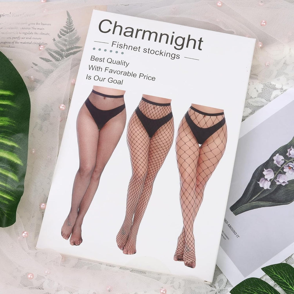 Charmnight Womens High Waist Tights Fishnet Stockings Thigh High Pantyhose